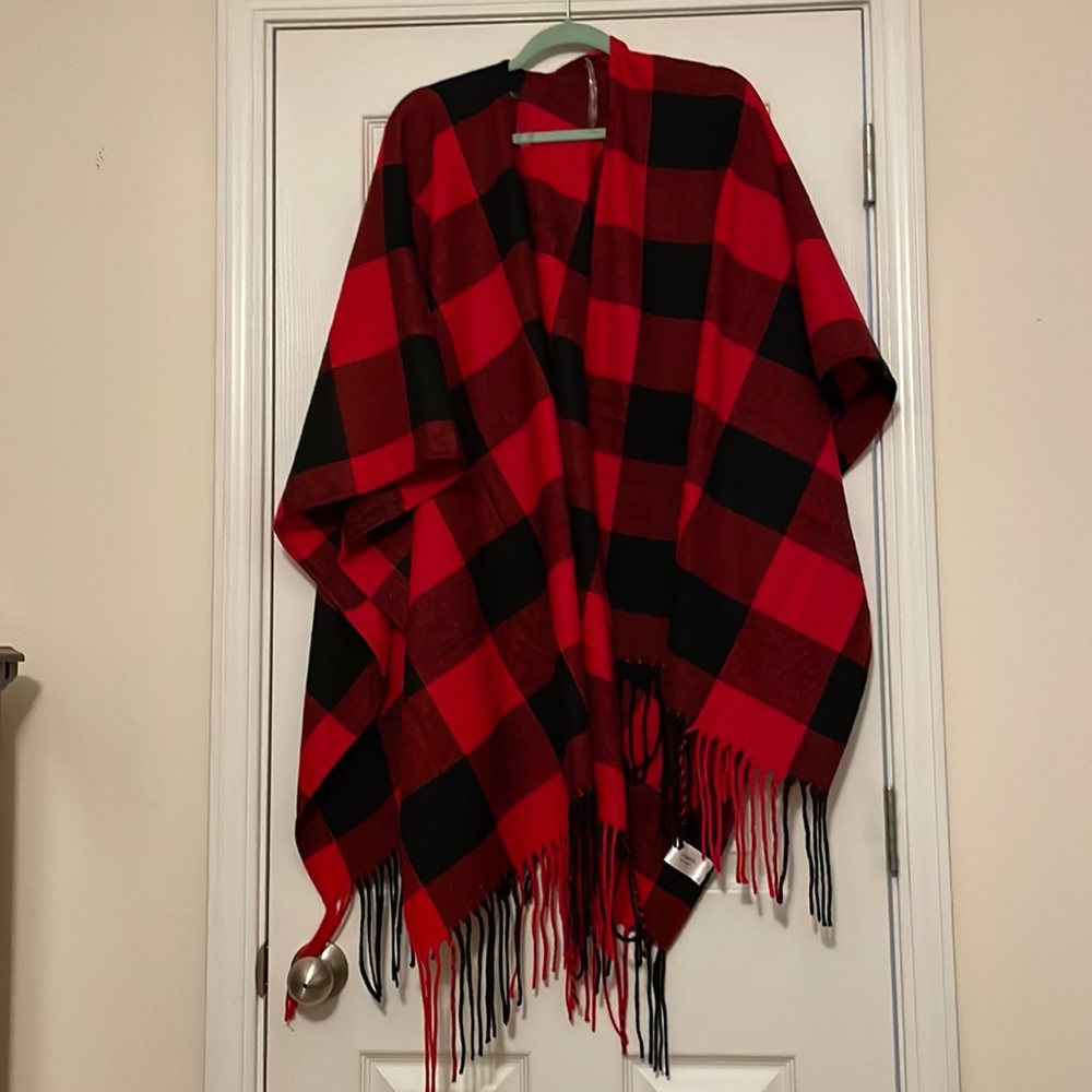 Red Buffalo Plaid Shawl/Poncho